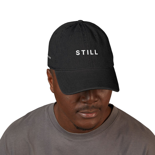 Still Embroidered Denim Hat - Minimalist Black Dad Cap