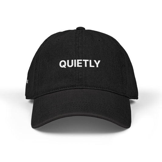 Quietly Embroidered Denim Hat — Minimalist Black Baseball Cap