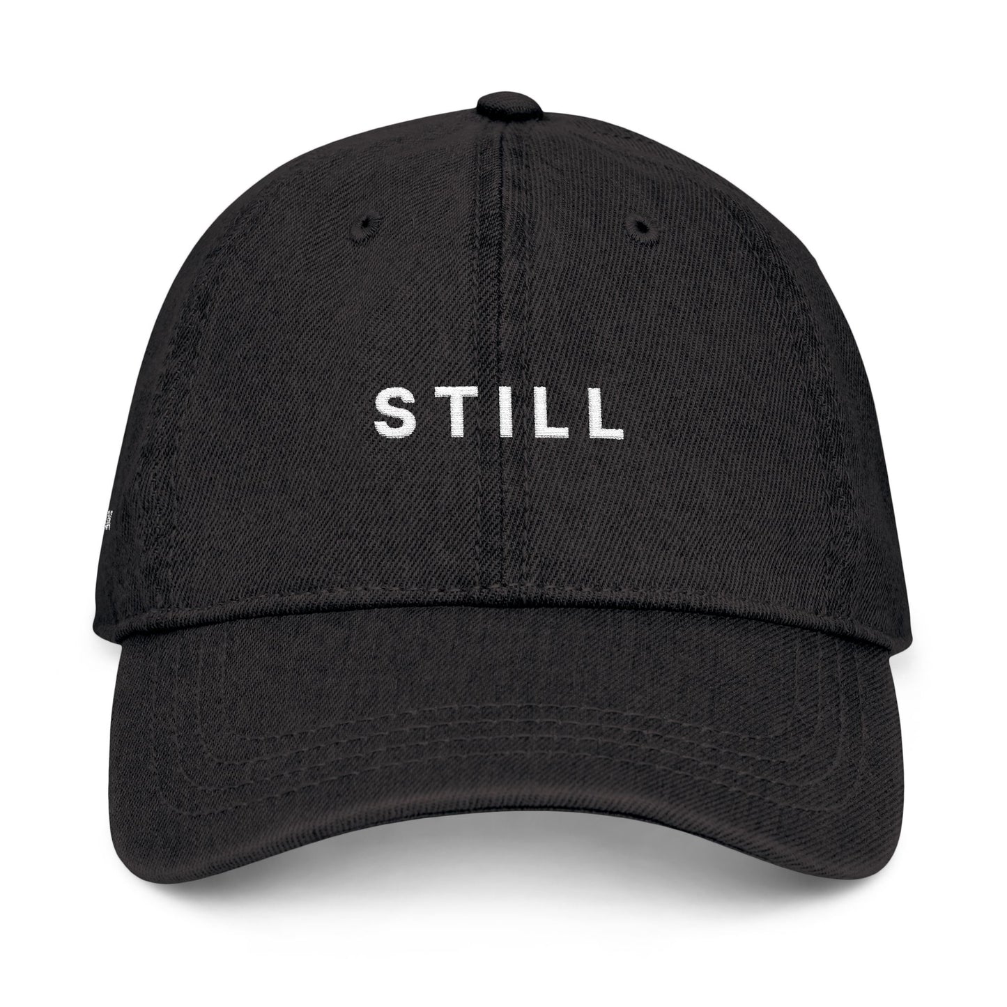 Still Embroidered Denim Hat - Minimalist Black Dad Cap