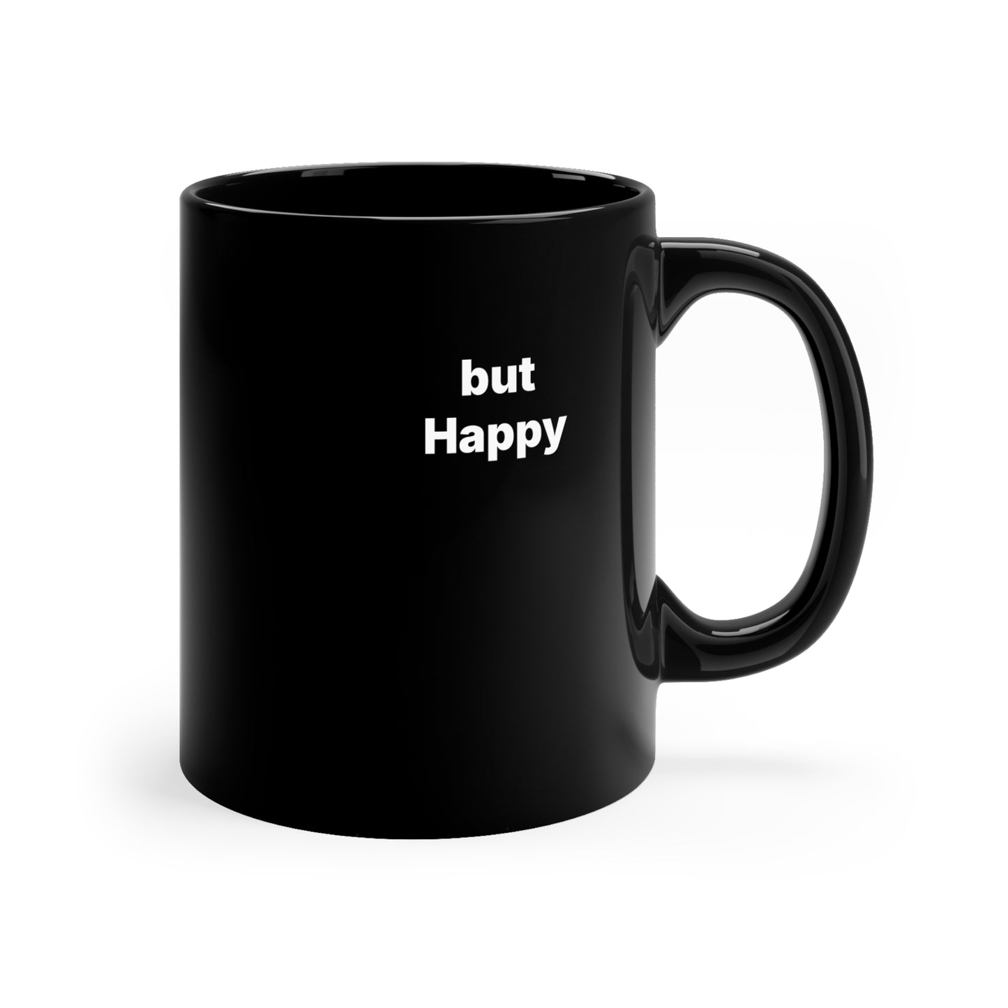 100% Mentl Blok Black Coffee Mug — But Happy 11oz Ceramic Gift