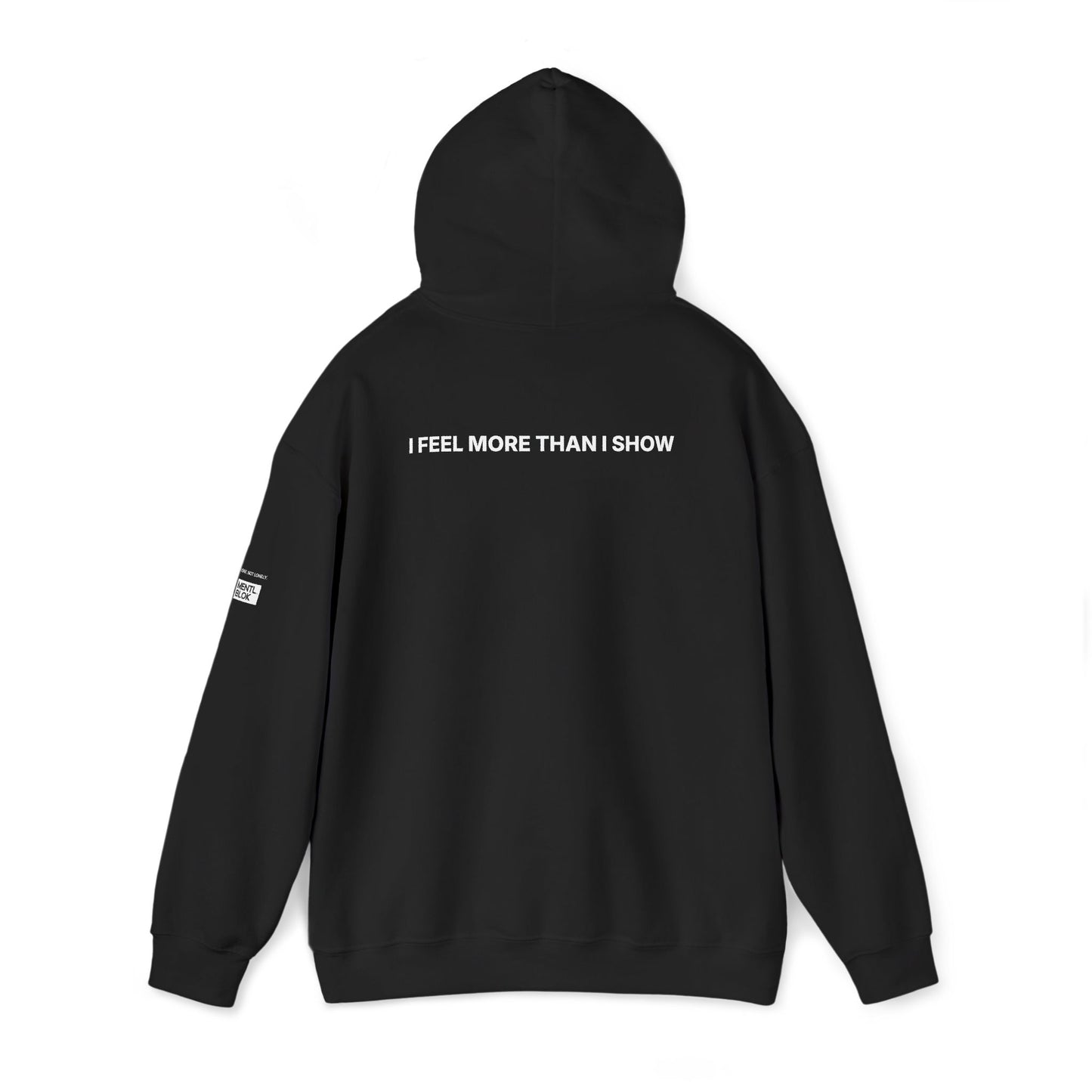 Introvert Black Hoodie — “Depth Over Noise” (Front) / “I Feel More Than I Show” (Back)