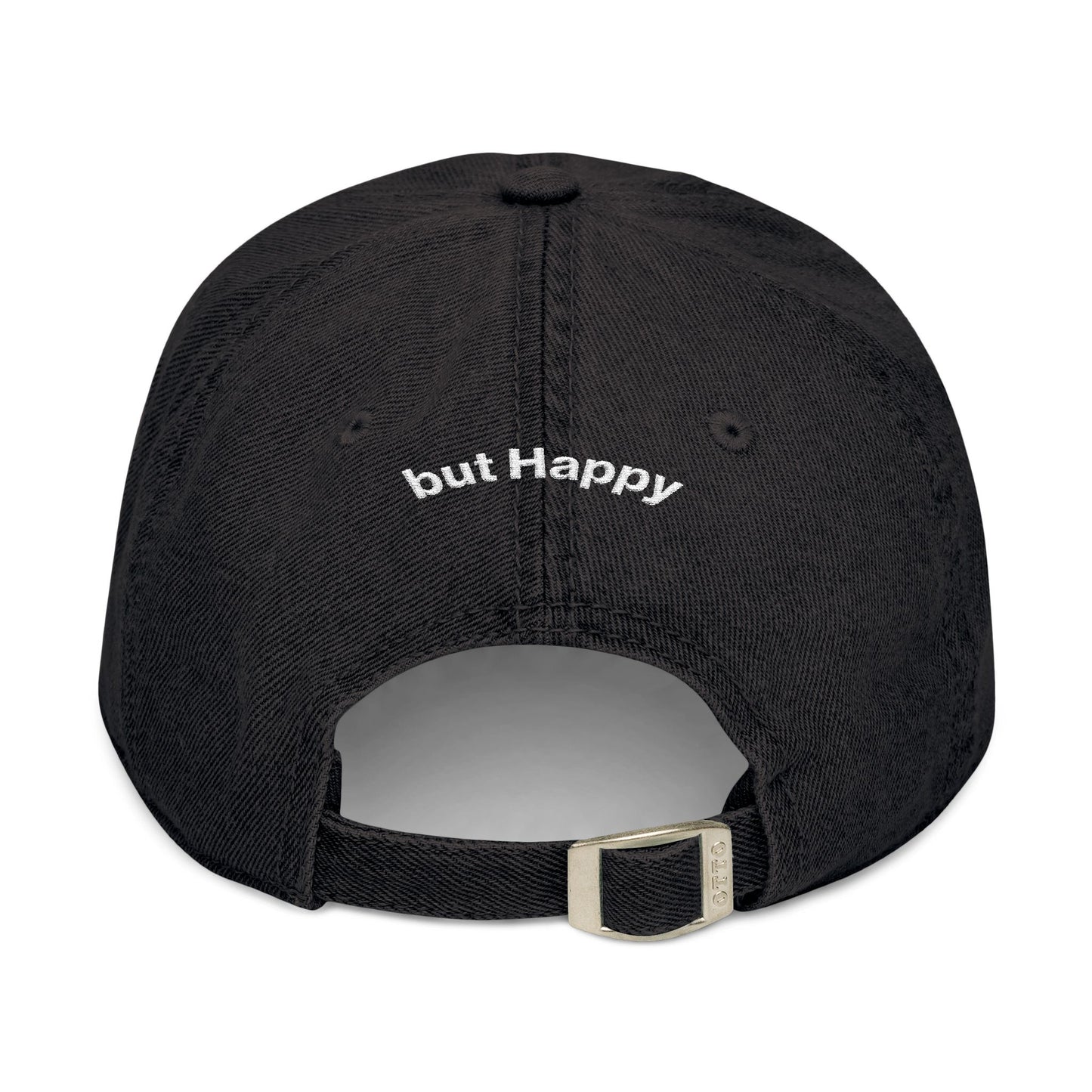 Embroidered Denim Hat — “100% MENTL” Front with “but Happy” Back