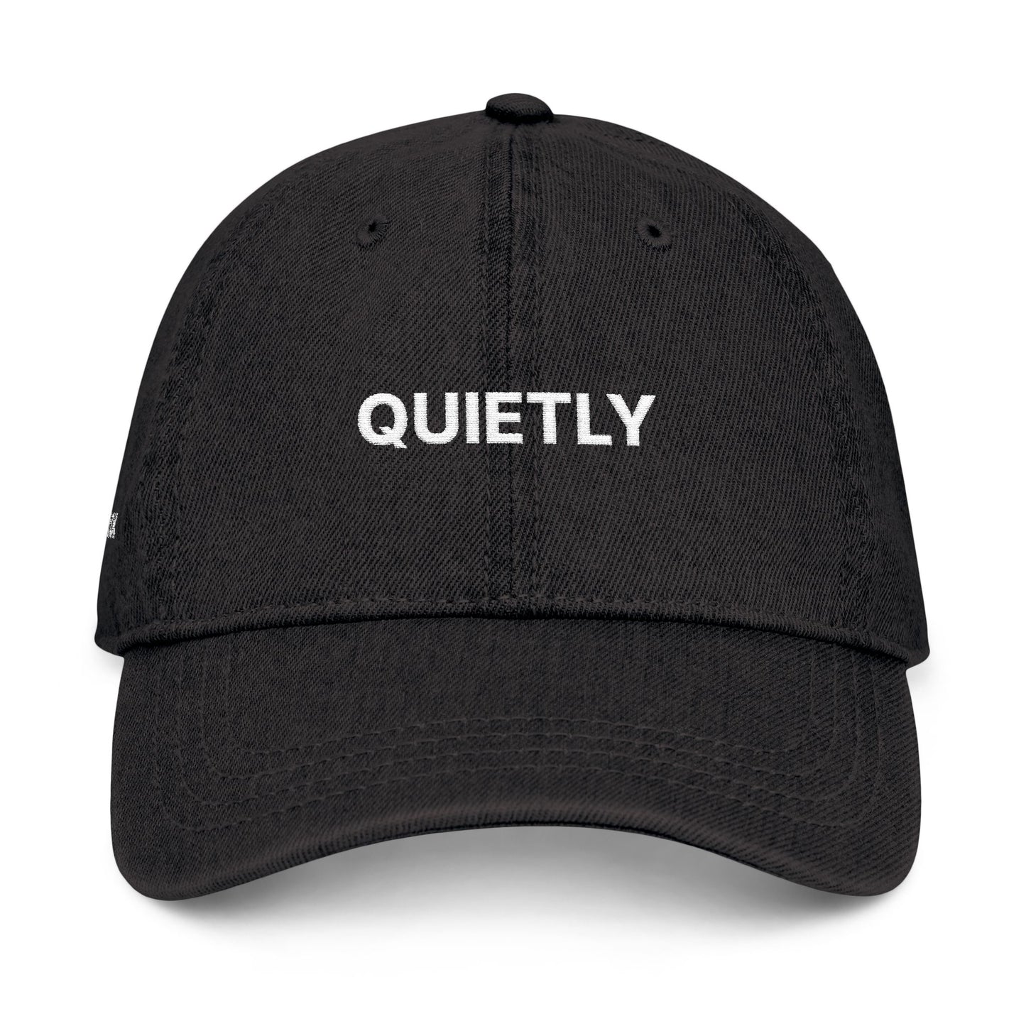 Quietly Embroidered Denim Hat — Minimalist Black Baseball Cap