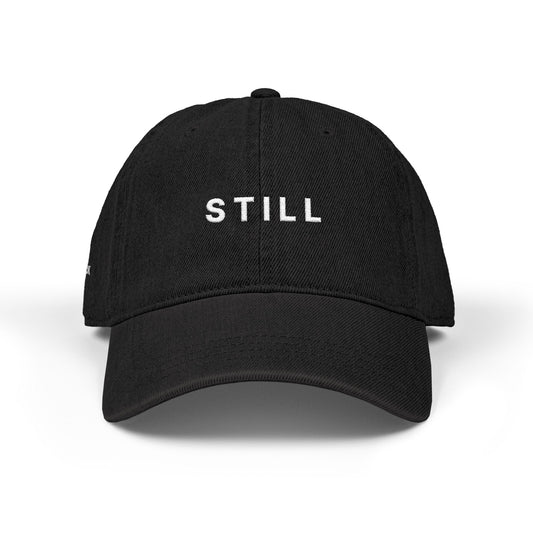 Still Embroidered Denim Hat - Minimalist Black Dad Cap