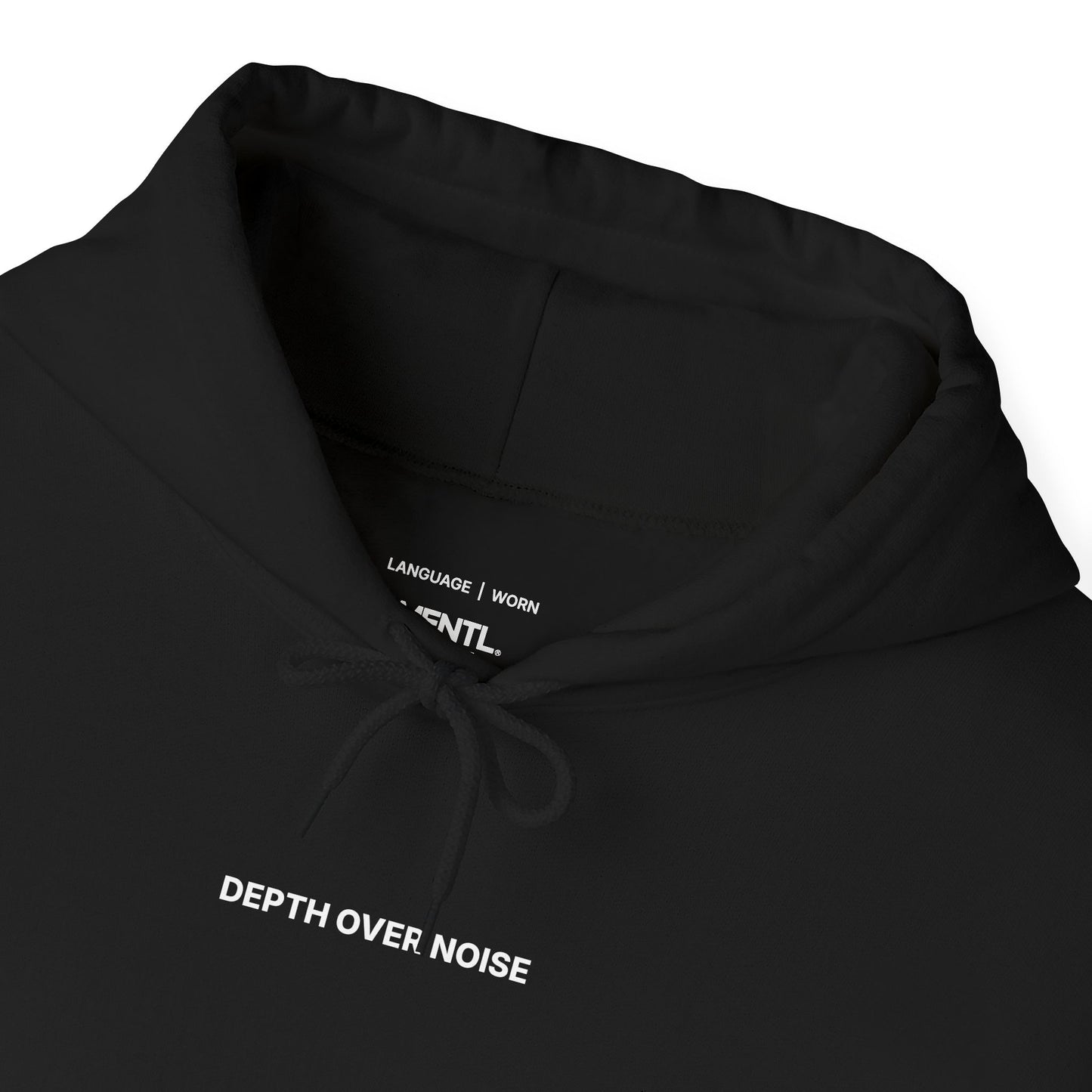 Introvert Black Hoodie — “Depth Over Noise” (Front) / “I Feel More Than I Show” (Back)