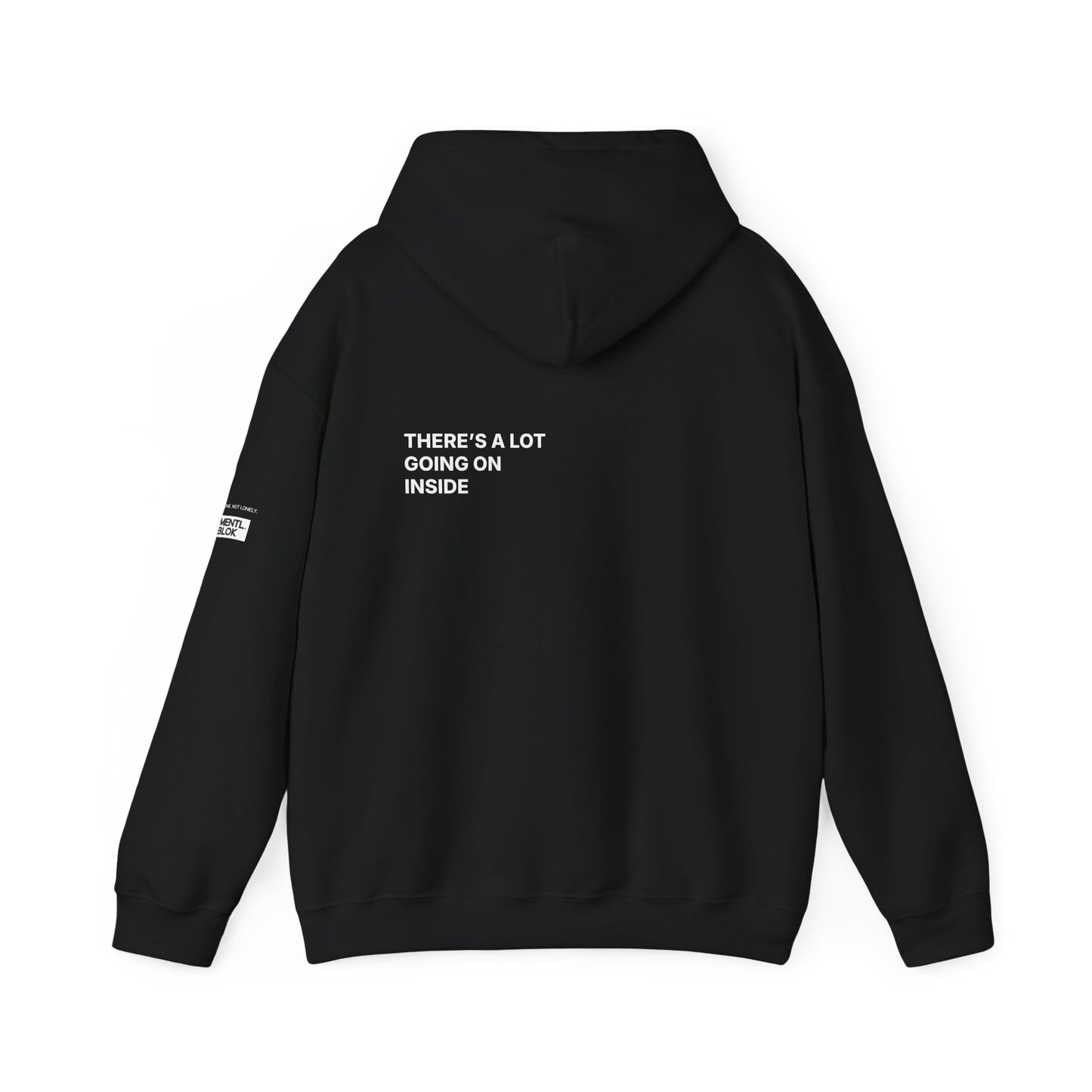 Black hoodie with text on the back on a white background